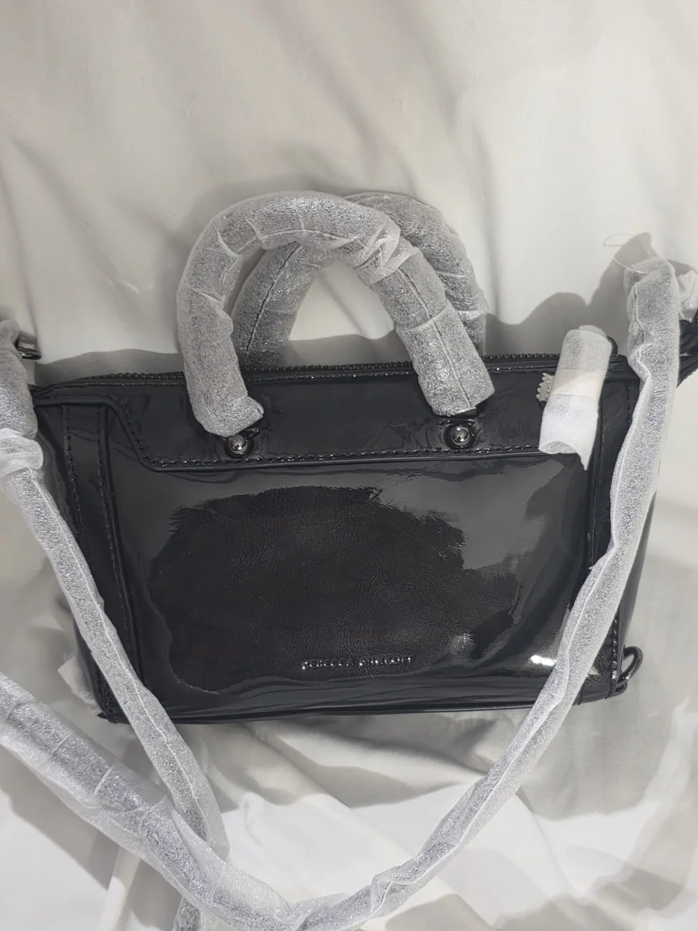 Rebecca Minkoff Black Patent Leather Mini Satchel Crossbody Bag NWT